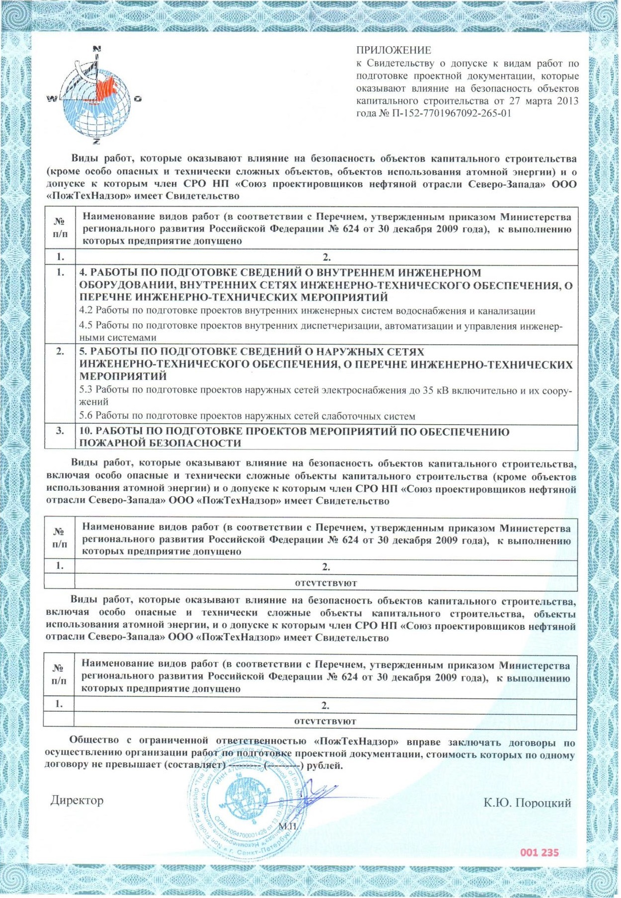 Приложение к свидетельству СРО